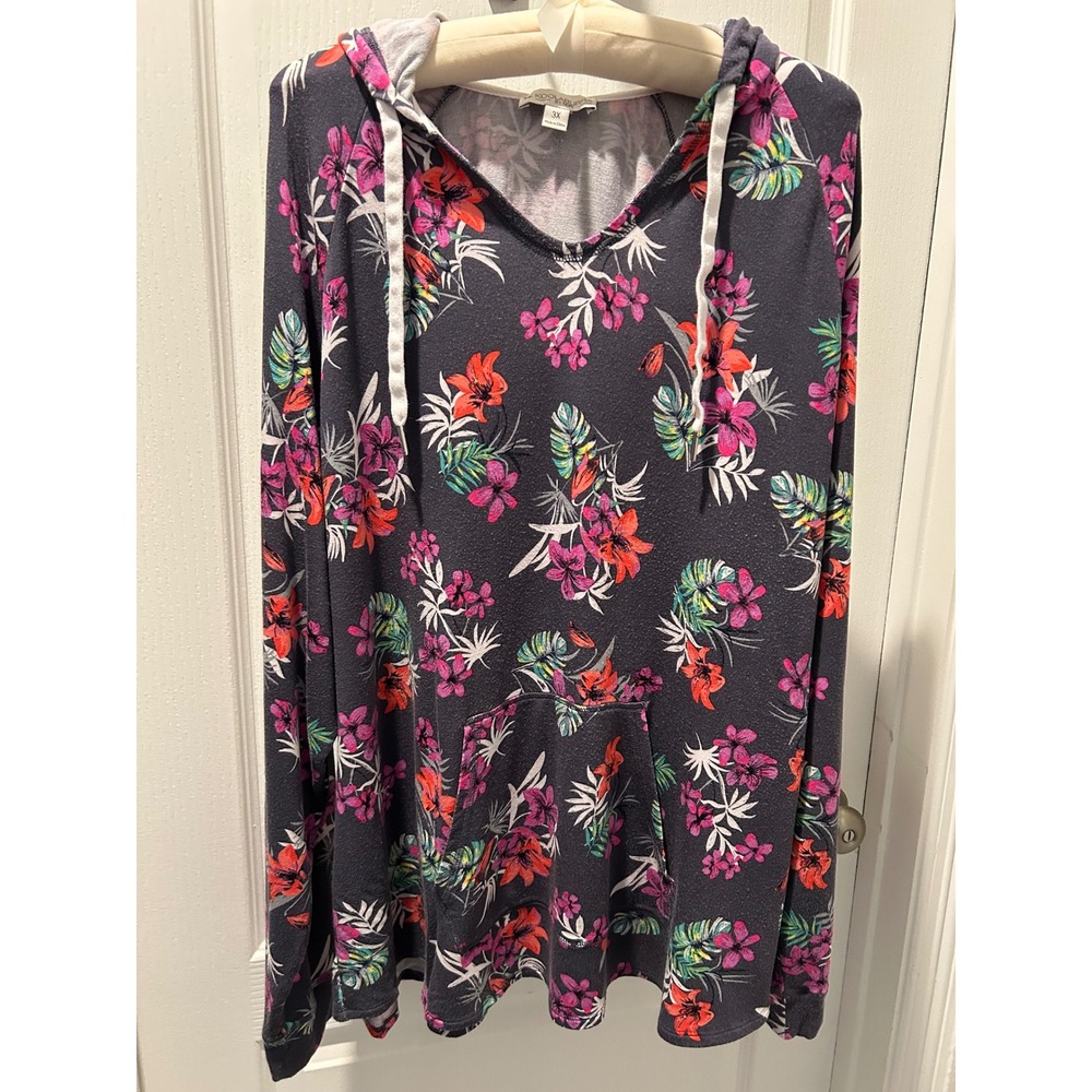 Koolaburra by UGG 3X Hoodie Floral Print Long Sleeve Pullover Top